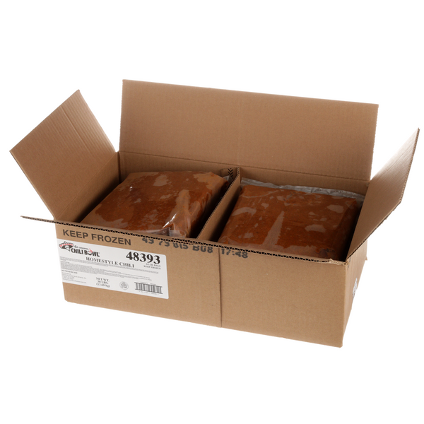 The Original Chili Bowl Homestyle Chili Beef No Beans Bags 5 Pound Each - 6 Per Case.