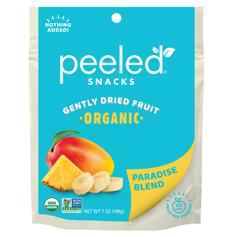 Peeled Snacks Paradise Blend Organic Dried Fruit 7 Ounce Size - 6 Per Case.