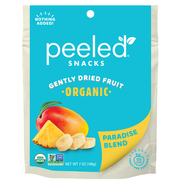 Peeled Snacks Paradise Blend Organic Dried Fruit 7 Ounce Size - 6 Per Case.
