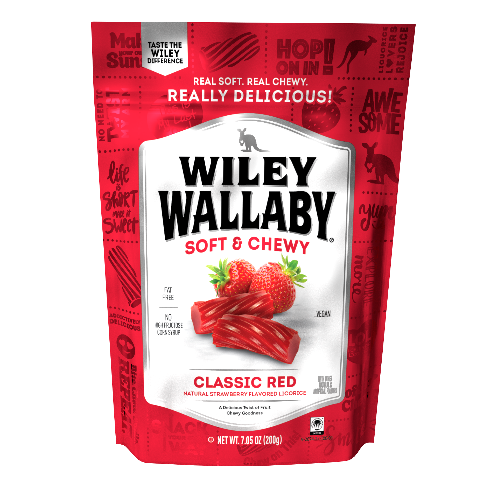 Wiley Wallaby Red Aussie Licorice 7.05 Ounce Size - 12 Per Case.