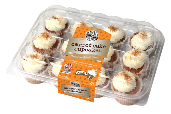 Two Bite Carrot Cake Premium Cupcakes 10 Ounce Size - 12 Per Case.