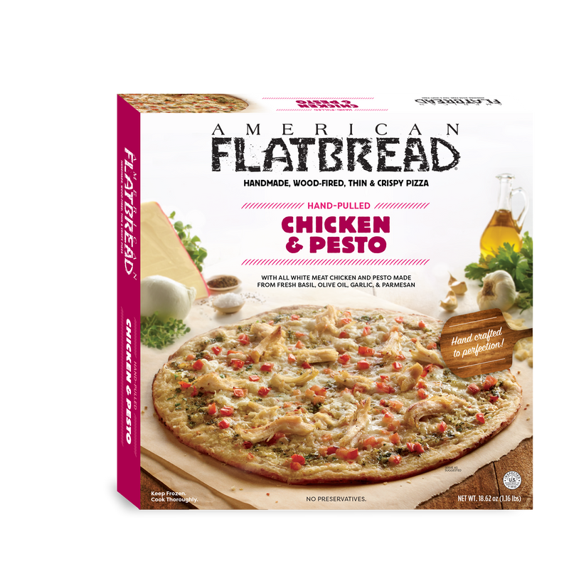 American Flatbreads Chicken & Pesto Pizza 12 Inch 18.62 Ounce Size - 6 Per Case.