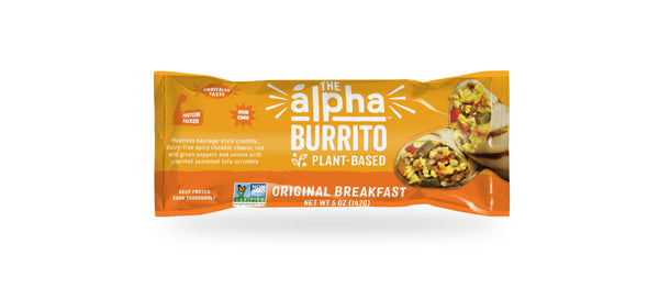Alpha Foods Plant Based Original Breakfast Burrito 5.5 Ounce Size - 12 Per Case.