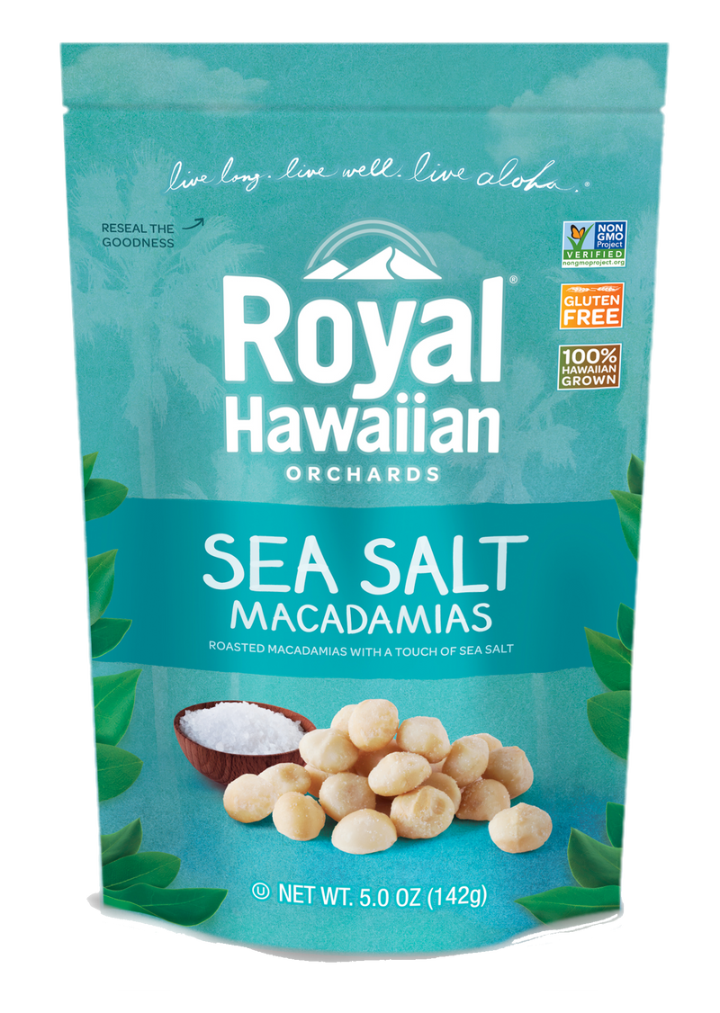 Royal Hawaiian Orchards Macadamia Nut Sea Salt 4 Ounce Size - 6 Per Case.