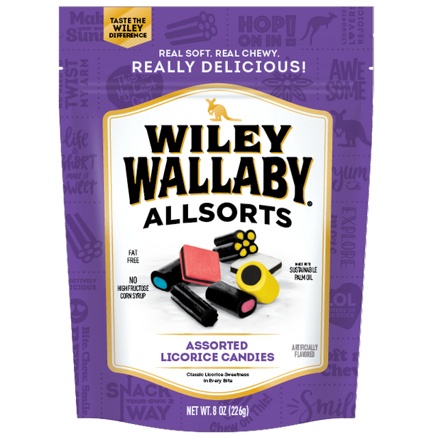 Wiley Wallaby Licorice Allsorts 8 Ounce Size - 10 Per Case.