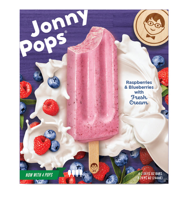 Jonnypops Smoothie Pops Raspberries Blueberries& Cream 4 Each - 6 Per Case.