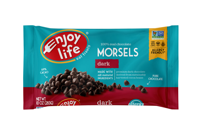 Enjoy Life Baking Dark Chocolate Morsels 9 Ounce Size - 12 Per Case.