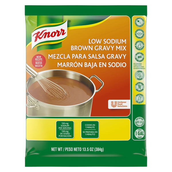 Knorr Sauces Gravies Low Sodium Brown Gravy Mix Gluten Free 13.5 Ounce Size - 6 Per Case.