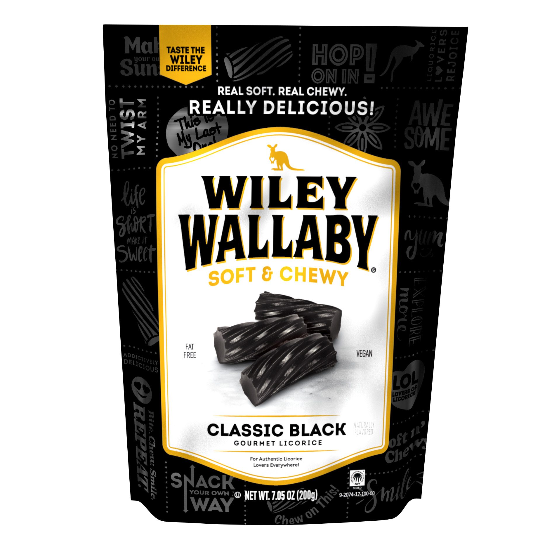 Wiley Wallaby Black Aussie Liquorice 7.05 Ounce Size - 12 Per Case.