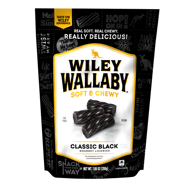 Wiley Wallaby Black Aussie Liquorice 7.05 Ounce Size - 12 Per Case.