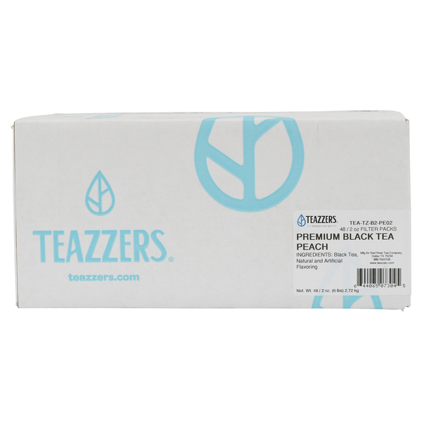 Teazzers Black Peach Tea Premium 2 Ounce Size - 48 Per Case.