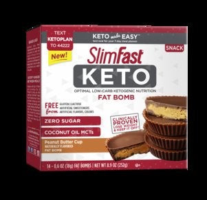 Slimfast Keto Fat Bomb Peanut Butter 0.6 Ounce Size - 56 Per Case.
