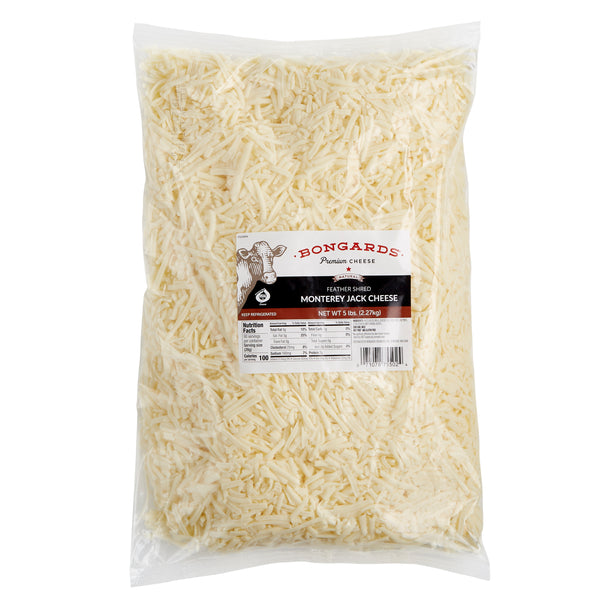 Bongards Cheese Monterey Jack Feather Shred 5 Pound Each - 4 Per Case.