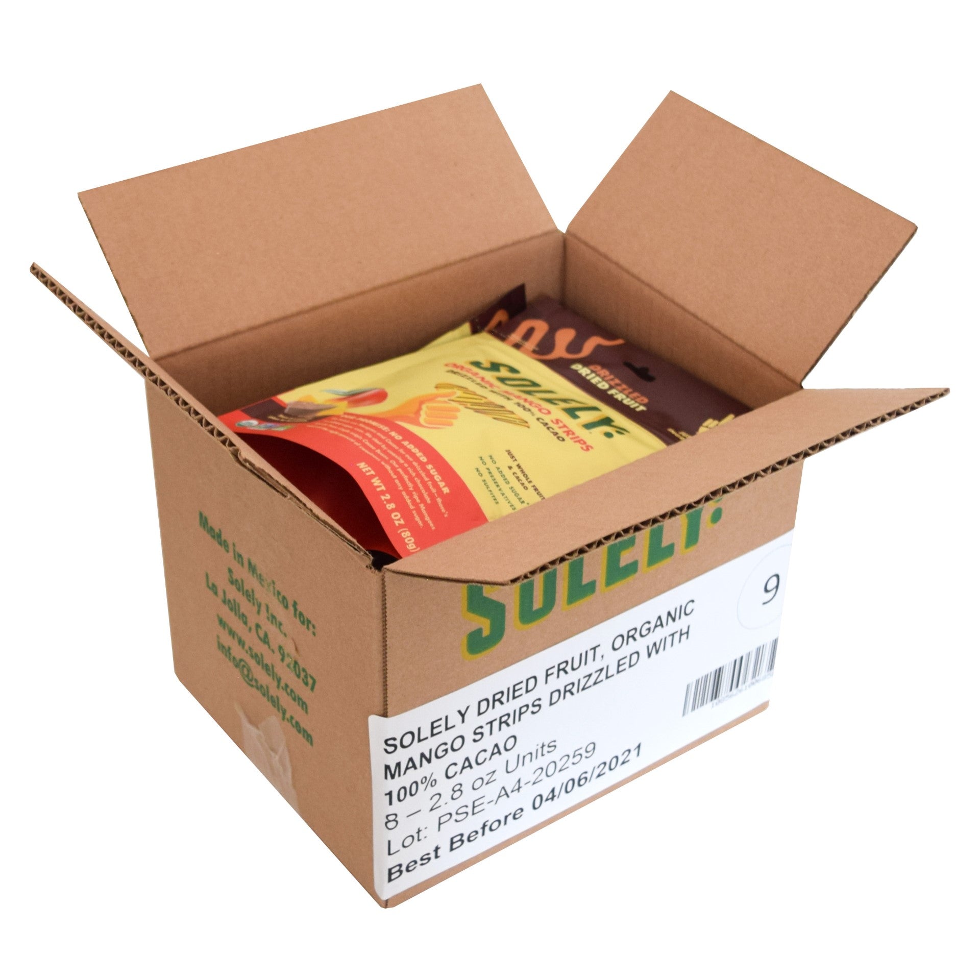 Solely Mango Drizzled With Cacao 2.8 Ounce Size - 8 Per Case.