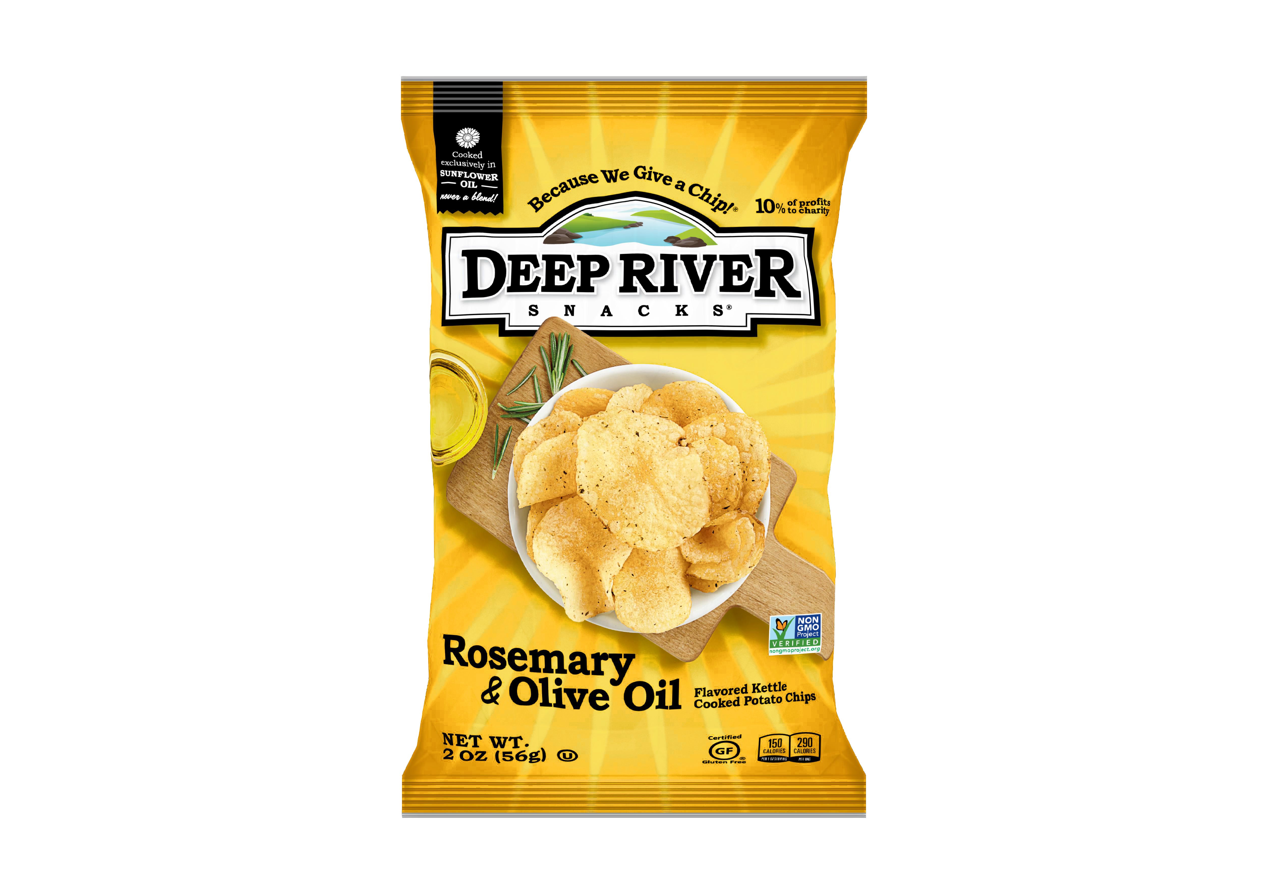 Deep River Snacks Kettle Potato Chip Rosemary Olive Oil 2 Ounce Size - 24 Per Case.