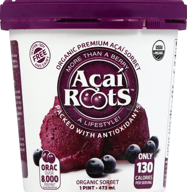 Acai Roots Acai Sorbet Pint Organic Premium 16 Fluid Ounce - 8 Per Case.