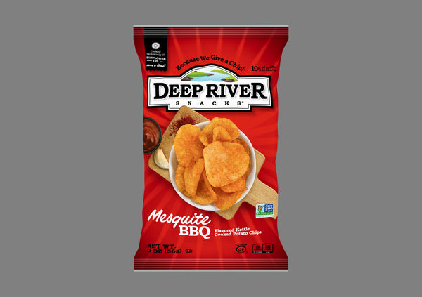 Deep River Snacks Kettle Potato Chip Mesquite BBQ 2 Ounce Size - 24 Per Case.