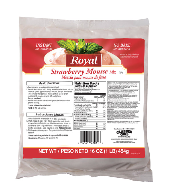 Cs Royal Strawberry Mousse Mix 16 Ounce Size - 6 Per Case.