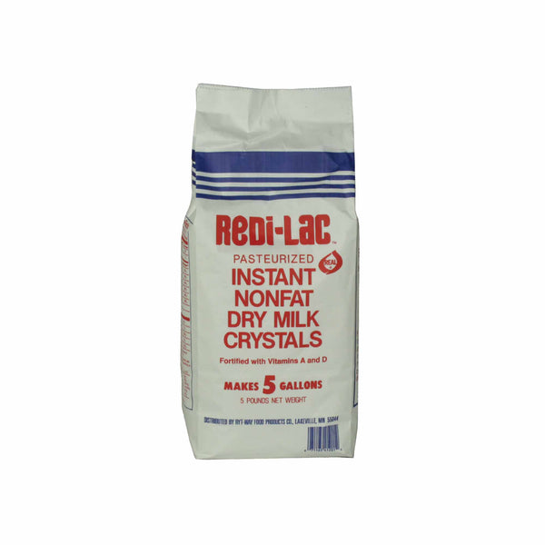 Redi Lac Instant Nonfat Dry Milk Crystals Wa & Vitamins 5 Pound Each - 6 Per Case.