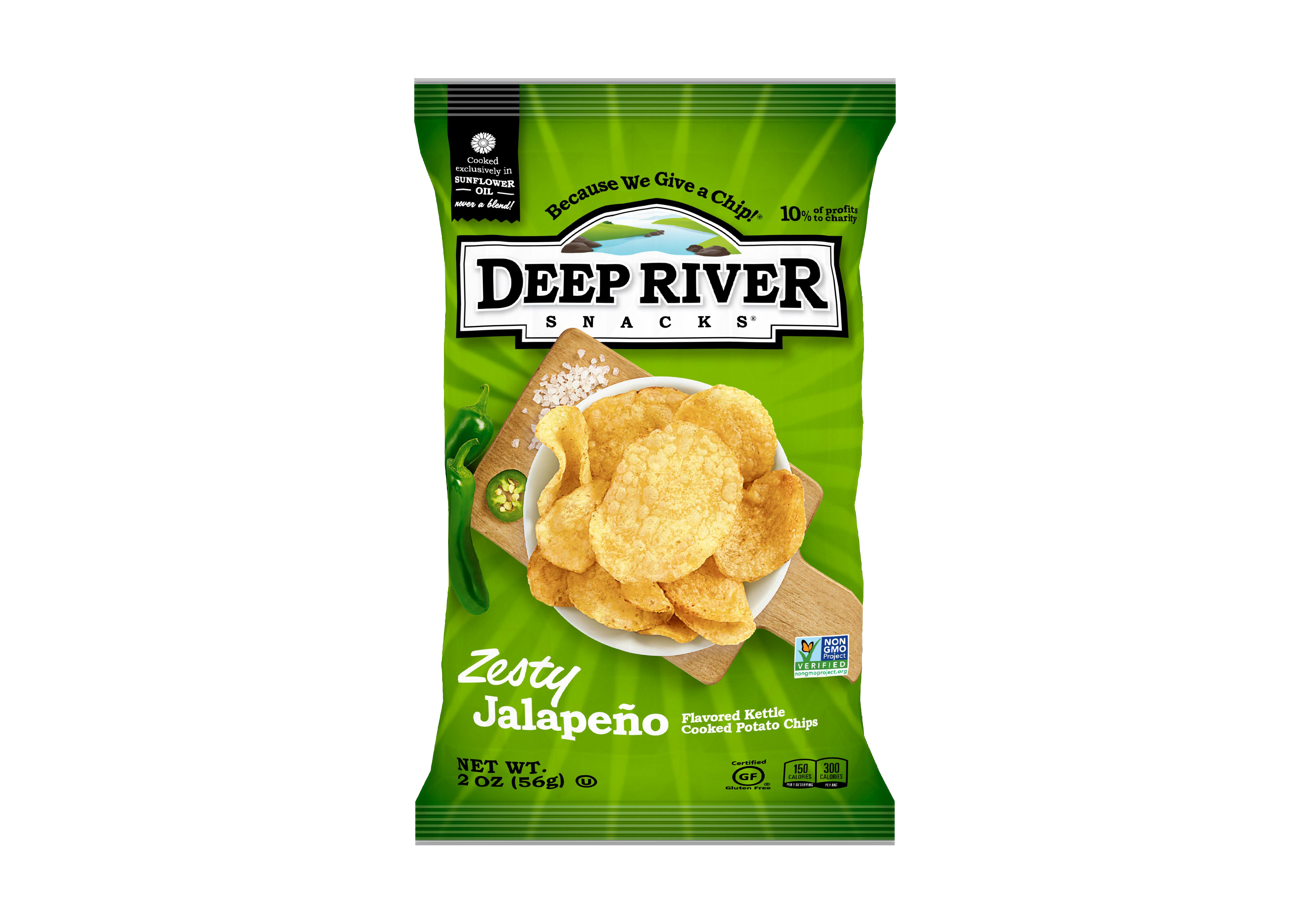 Deep River Snacks Kettle Potato Chip Zesty Jalapeno 2 Ounce Size - 24 Per Case.