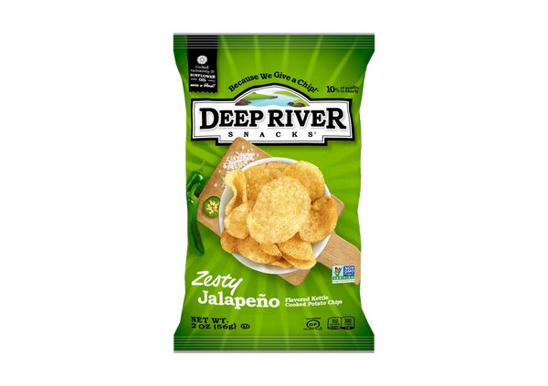 Deep River Snacks Kettle Potato Chip Zesty Jalapeno 2 Ounce Size - 24 Per Case.