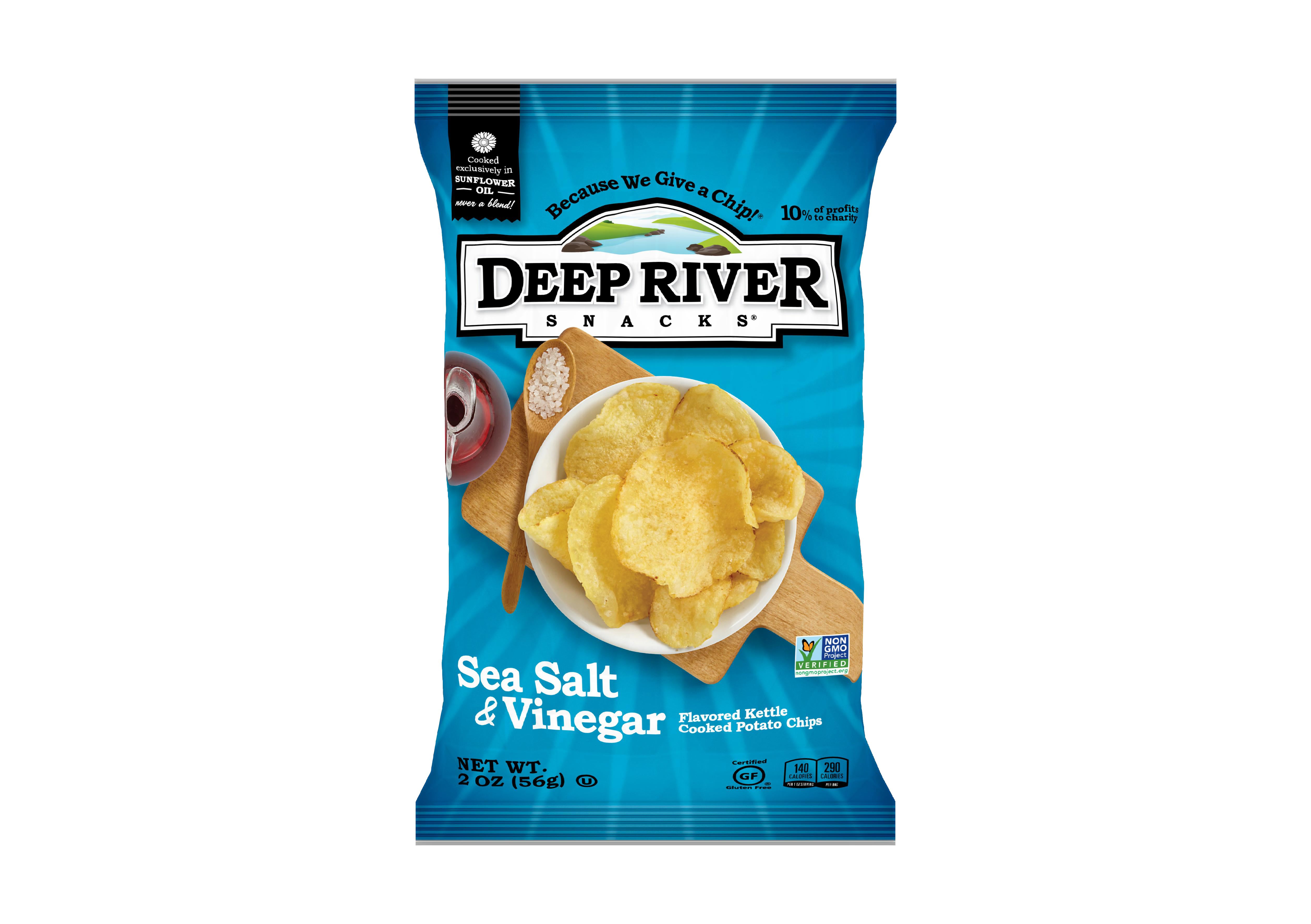 Deep River Snacks Kettle Potato Chip Salt & vinegar 2 Ounce Size - 24 Per Case.
