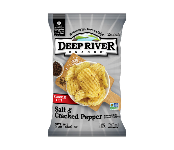Deep River Snacks Kettle Potato Chip Crackedpepper & Salt 2 Ounce Size - 24 Per Case.