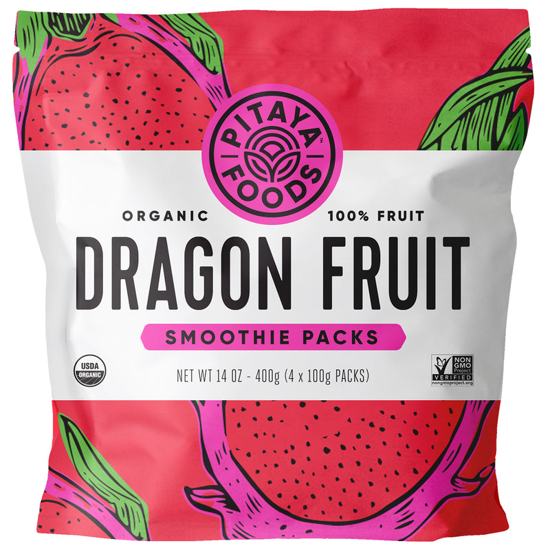 Pitaya Plus Organic Dragon Fruit Smoothie Packs 14 Ounce Size - 8 Per Case.