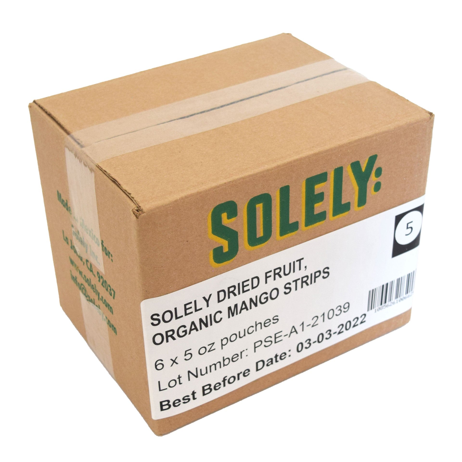 Solely Dried Mango Strips 5 Ounce Size - 6 Per Case.