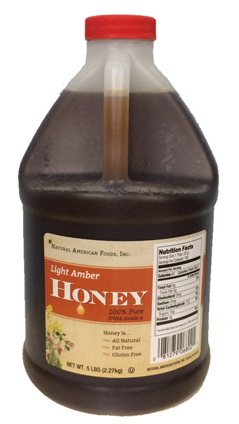 Light Amber Honey 5 Pound Each - 6 Per Case.