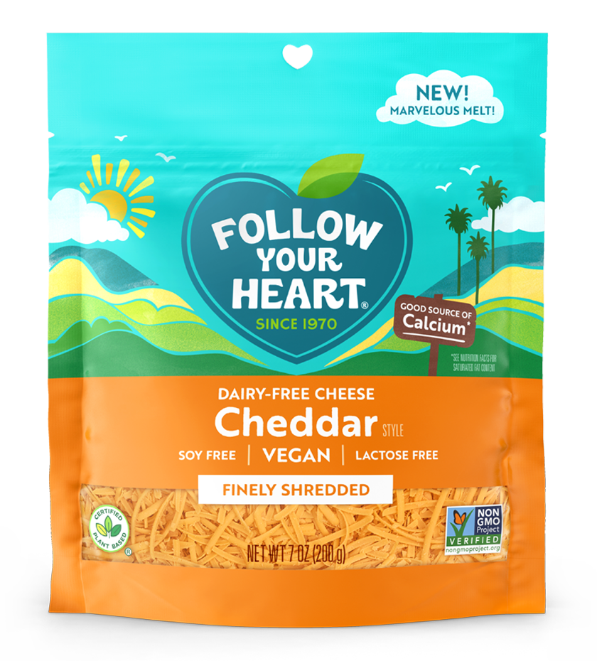Dairy Free Cheese Cheddar Style Finely Shredded 7 Ounce Size - 8 Per Case.
