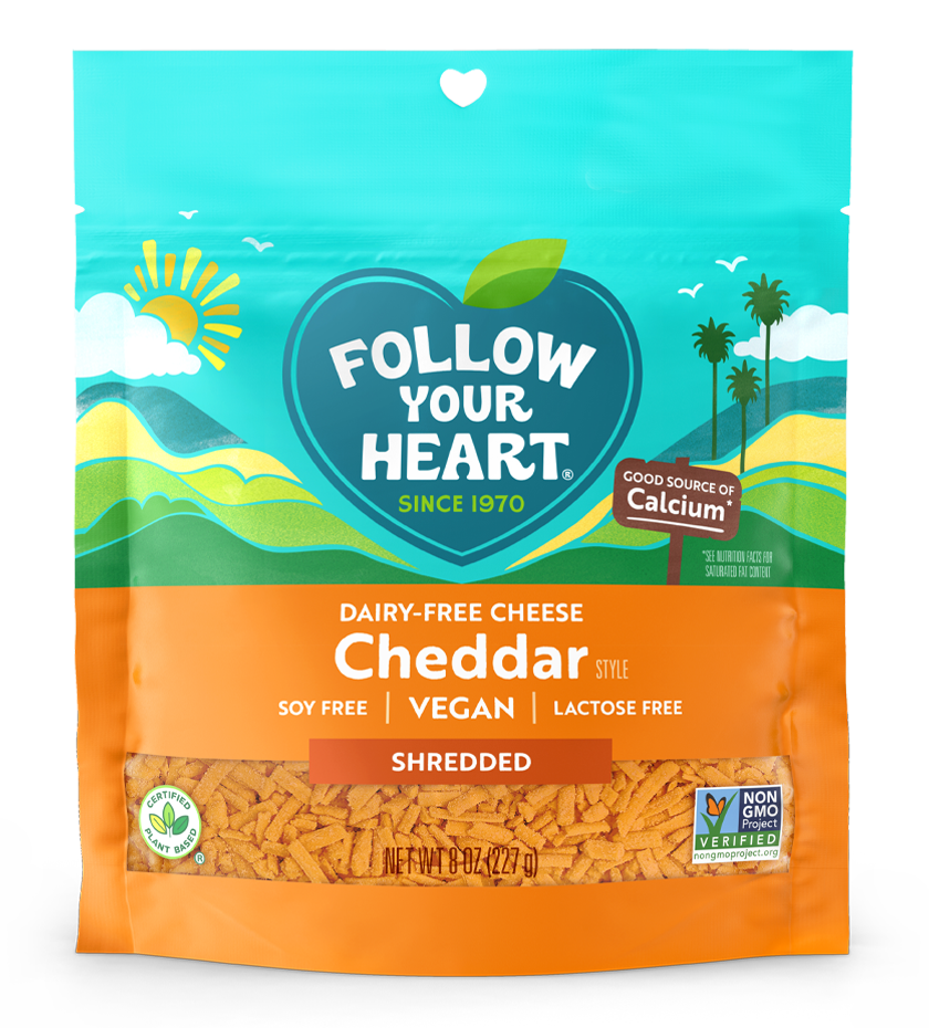 Dairy Free Cheddar Shreds Vegan Cheese 8 Ounce Size - 8 Per Case.