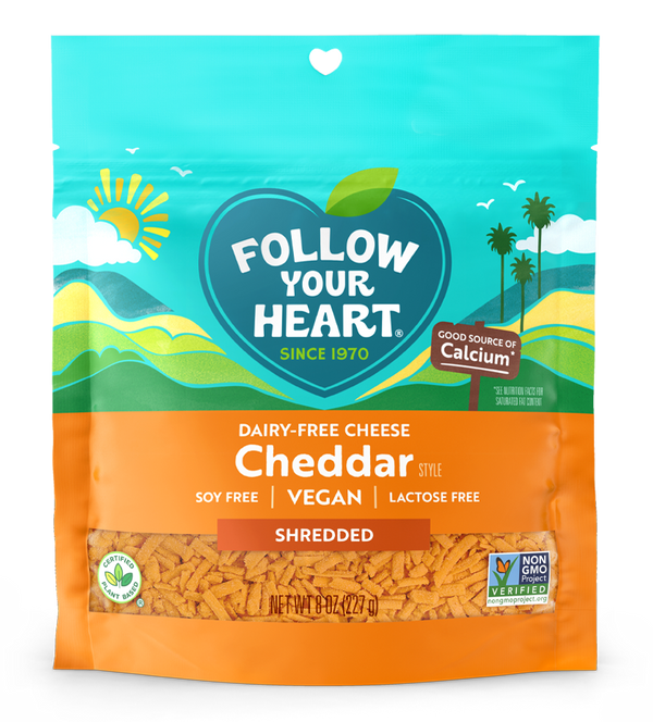 Dairy Free Cheddar Shreds Vegan Cheese 8 Ounce Size - 8 Per Case.