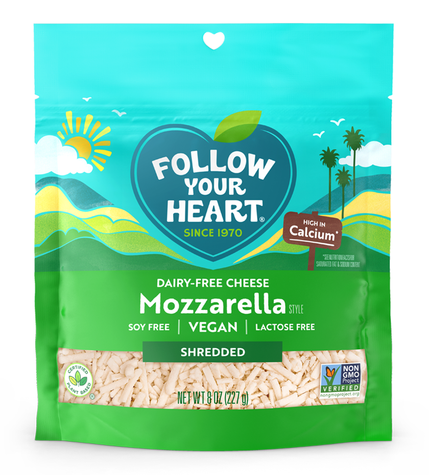 Dairy Free Mozzarella Shreds Vegan Cheese 8 Ounce Size - 8 Per Case.