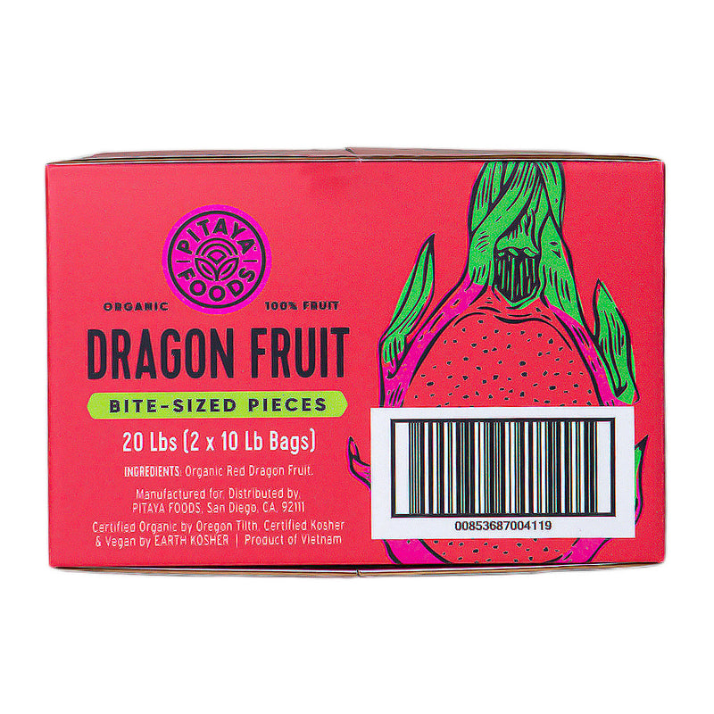Pitaya Plus Organic Dragon Fruit IQF Bulk 20 Pound Each - 1 Per Case.