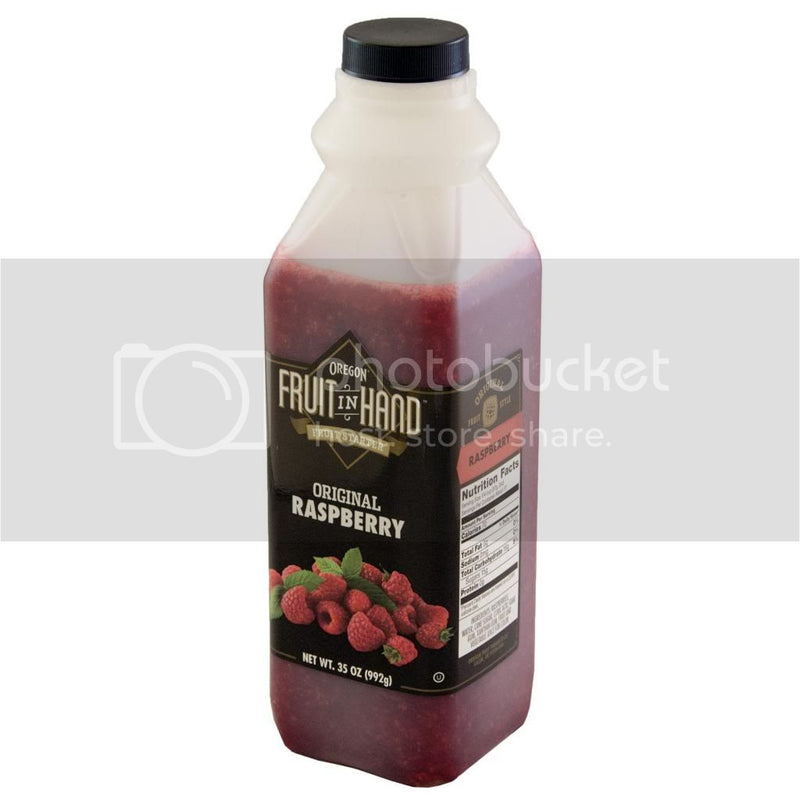 Oregon Fruit Products Fruit In Hand Raspberry Pourable Fruit Puree 35 Ounce Size - 6 Per Case.