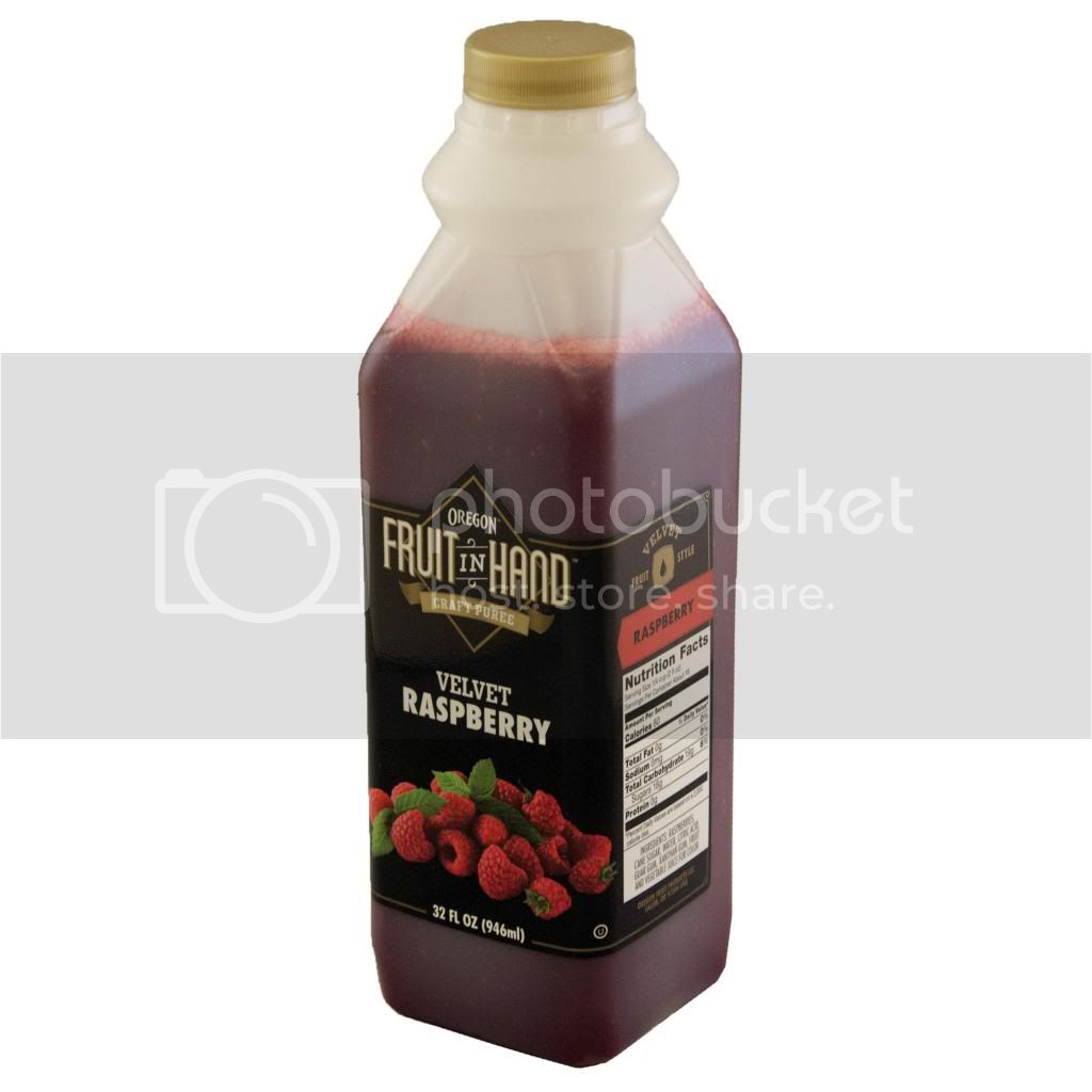 Oregon Fruit Products Fruit In Hand Raspberry Velvet Craft Fruit Puree 32 Fluid Ounce - 6 Per Case.