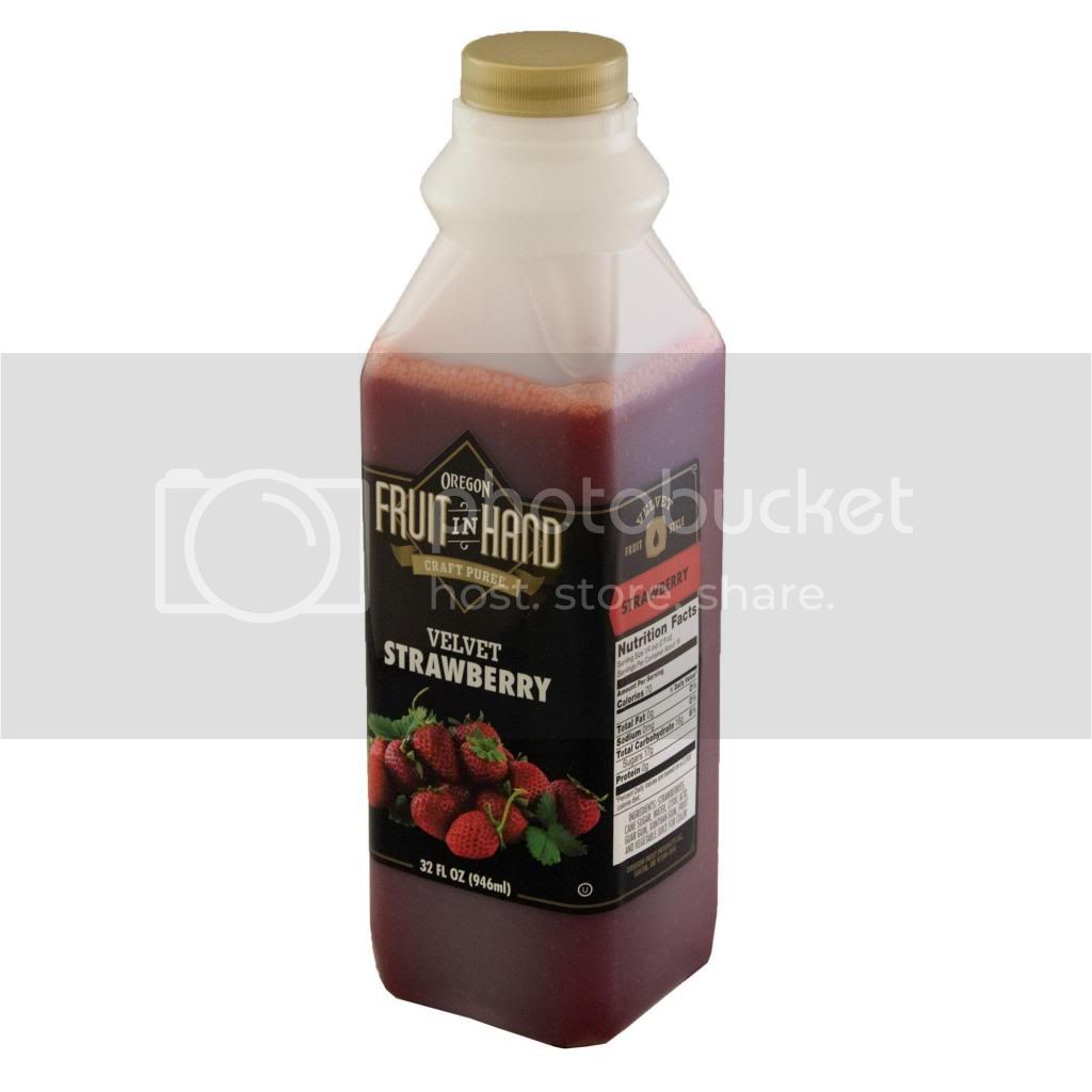 Oregon Fruit Products Fruit In Hand Strawberry Velvet Craft Fruit Puree 32 Fluid Ounce - 6 Per Case.