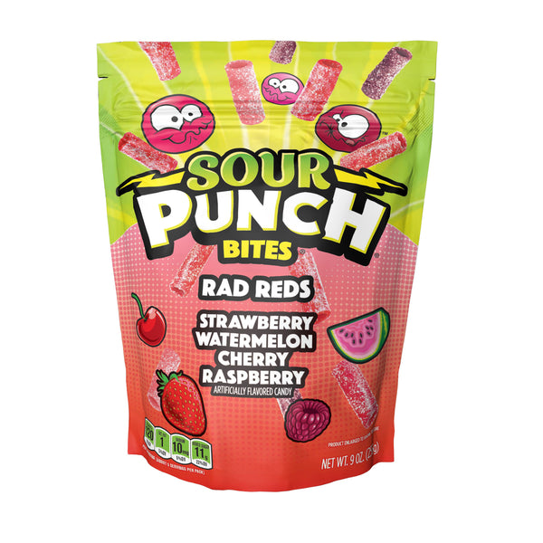 Sour Punch Bites Rad Reds Casesub 9 Ounce Size - 6 Per Case.