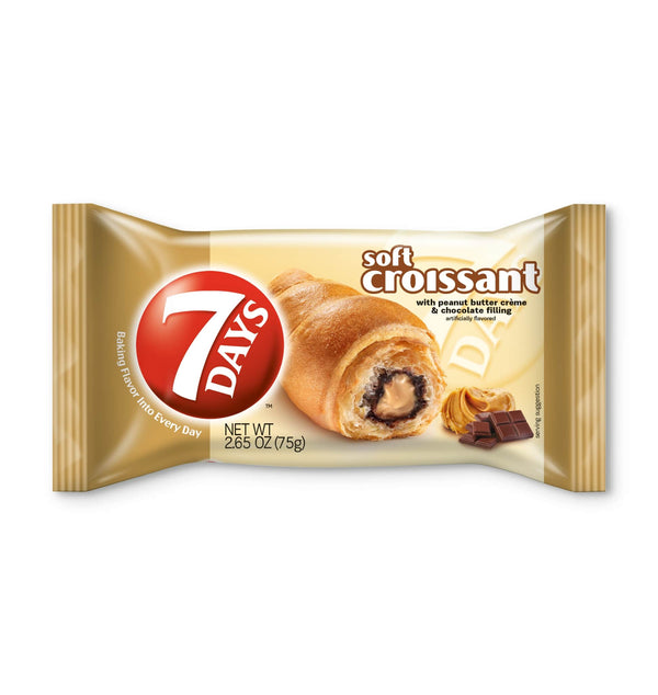 Days Soft Croissant Peanut Butter & Chocolate Single Serve 2.65 Ounce Size - 24 Per Case.