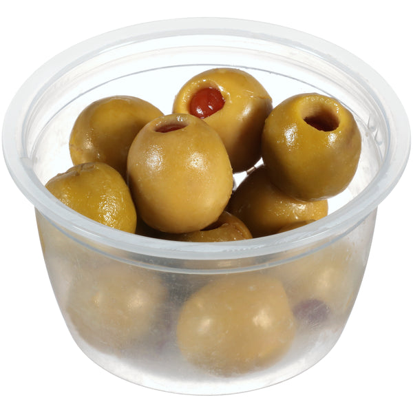 Olives Pimento Stuffed Manzanilla Cups 1.6 Ounce Size - 96 Per Case.