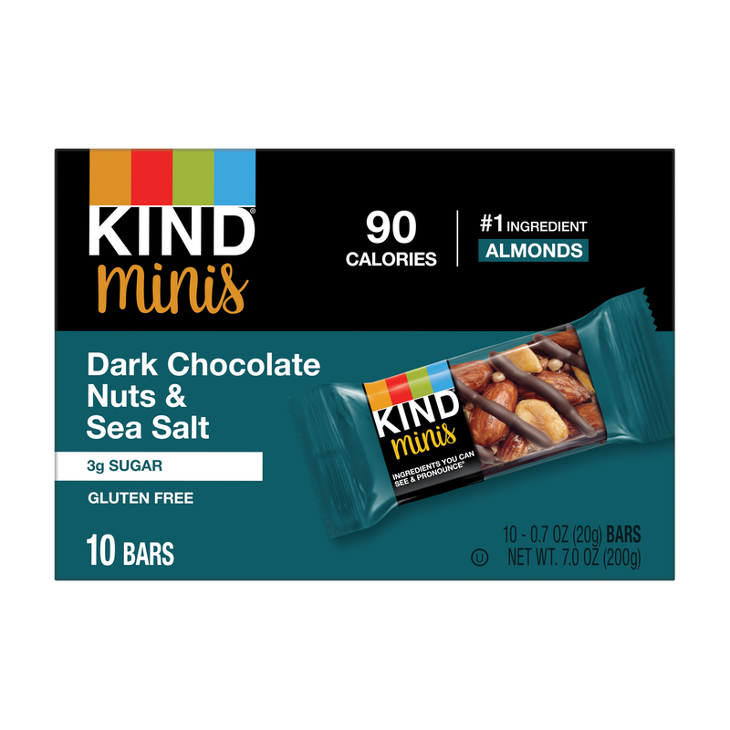 Kind Healthy Snacks Mini Dark Chocolate Nutsbar 7 Ounce Size - 8 Per Case.