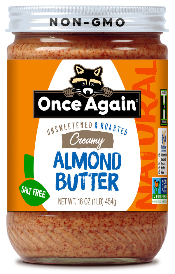 Once Again Nut Butter Smooth Almond Butter No Salt 16 Ounce Size - 6 Per Case.