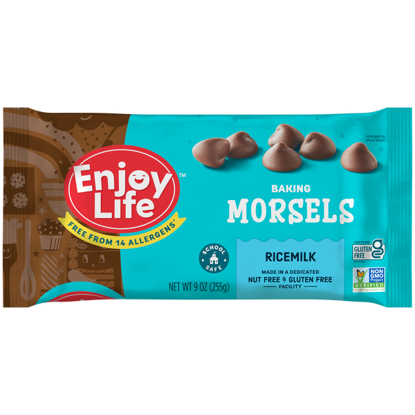 Enjoy Life Baking Ricemilk Morsels 9 Ounce Size - 12 Per Case.