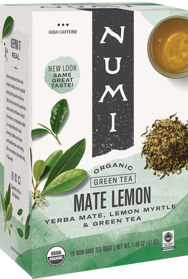 Numi Mate Lemon Green Tea 18 Count Packs - 6 Per Case.
