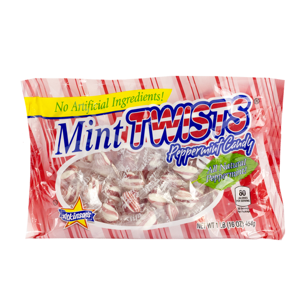 Red & White Mint Twists Natural 1 Pound Each - 24 Per Case.