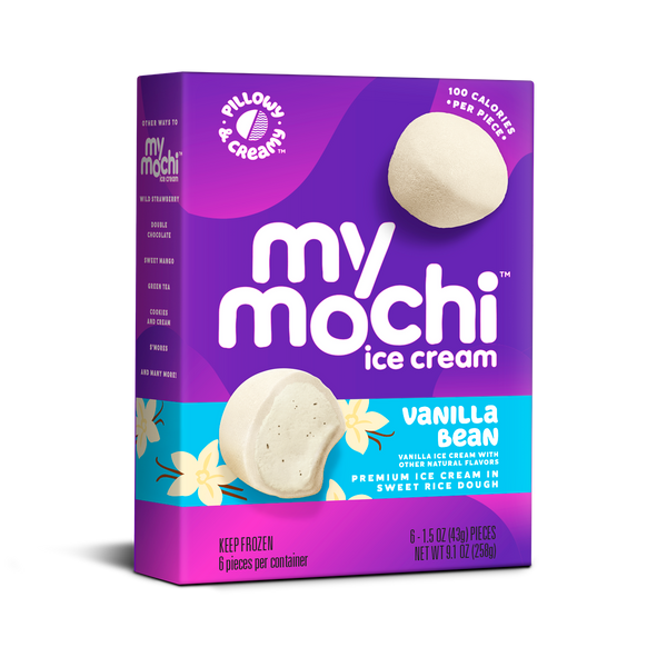 Mymochi Vanilla Bean Mochi Ice Cream 6 Count Packs - 12 Per Case.