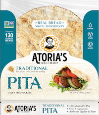 Atoria's Family Traditional Pita Retail 12 Ounce Size - 8 Per Case.