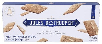 Jules Destrooper Almond Thins 3.5 Ounce Size - 12 Per Case.