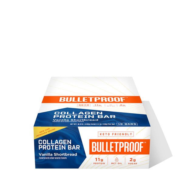 Bulletproof Vanilla Shortbread Collagen Protein Bar 1.4 Ounce Size - 72 Per Case.